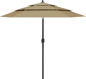 Okrągły trzypoziomowy parasol ogrodowy taupe P9-D43