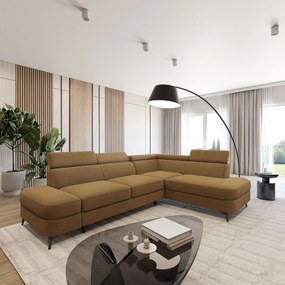 Masseno Narożnik AVISE z funkcją spania i pojemnikiem na pościel Narozniki L, Rozkładana sofa - Miodowy, QUELLE 17