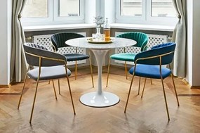 Marmurowy okrągły stół z metalową podstawą - Soniro 3X