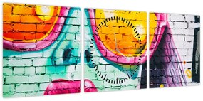 Obraz - Graffiti (z zegarem) (90x30 cm)