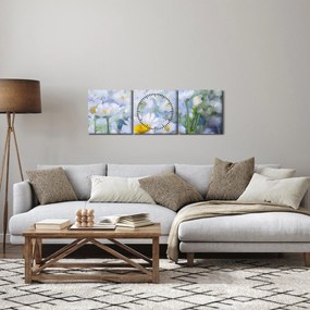Obraz - W stokrotkach (z zegarem) (90x30 cm)
