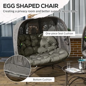 Outsunny Zestaw mebli ogrodowych, 2 fotele wiklinowe z stolikiem, składane, poduszki na siedzisko, rama ze stali, kolor: Piasek