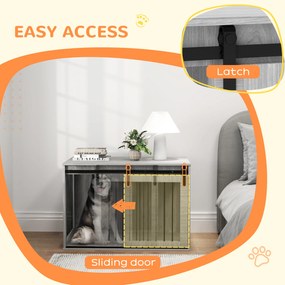 PawHut Klatka dla psa z drzwiami przesuwnymi wentylowana stalowa 98x58x61 cm szara | Aosom PL