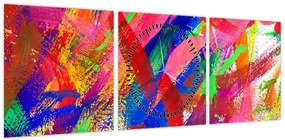 Obraz - Kolorowa abstrakcja (z zegarem) (90x30 cm)
