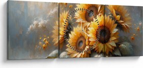 Obraz - Malowanie słoneczników (z zegarem) (90x30 cm)