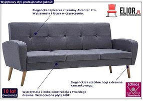 Trzyosobowa sofa pikowana jasnoszara Voso 5X