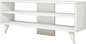 Stojak pod telewizor – 120 cm x 50 cm x 29,6 cm – Biały – Płyta wiórowa pokryta melaminą