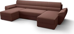 BEDANTE narożnik REBIU2 Poso 29 brązowy z funkcją spania sofa w kształcie litery U z pojemnikiem na pościel