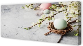 Duży obraz na płótnie Kwiaty i Jajka Wielkanocne