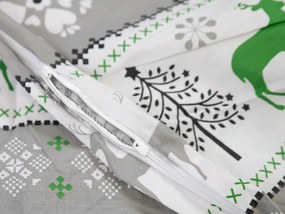 PrzytulneMieszkanie.pl PrzytulneMieszkanie.pl Pościel bawełniana ZIMOWY RENIFER zielona Rozmiar pościeli: 70 x 90 cm | 140 x 200 cm