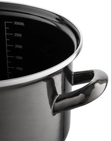 Emaliowany garnek z pokrywką 3,3 l, czarny