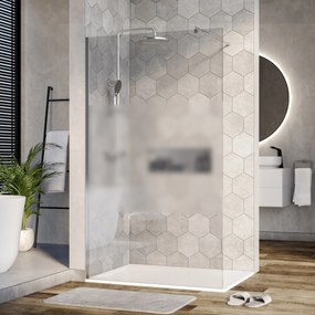 Ścianka prysznicowa Walk-In EX101 - Szkło ESG 10 mm z matowym paskiem - Różne szerokości