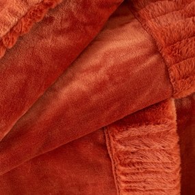 Pomarańczowy koc z mikropluszu 150x200 cm Velvet and Faux Fur – Catherine Lansfield