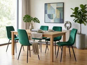 Ciemnozielone aksamitne krzesło LAVA BOTTLE GREEN z czarnymi nogami