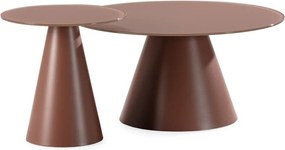 Brązowe okrągłe stoliki zestaw 2 szt. ze szklanym blatem ø 80 cm Vida – MOME