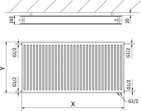 Mexen CVH20 Hygiene grzejnik płytowy 600 x 2000 mm, podłączenie dolne, 2198 W, antracyt - W620H-060-200-66