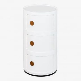 Zestaw 2 Okrągłych Stolików Nocnych Z Półkami Babel Distressed White & 3 Szuflady - Sklum