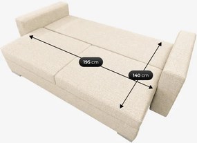 Sofa z Funkcją Spania DRAVOS Kremowa Boucle Nowoczesna