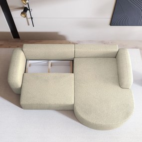 Masseno Narożnik AMILIA z funkcją spania i pojemnikiem na pościel Narozniki L, Rozkładana sofa - Kremowy, QUELLE 02