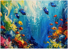 Obraz na szkle - Malowanie podwodnego świata (70x50 cm)