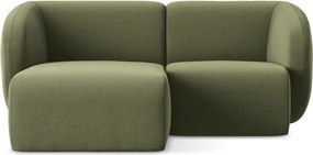 Zielony aksamitny narożnik (lewostronny/z szezlongiem) Lani – Makamii