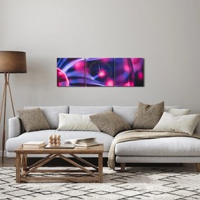Abstrakcyjny fioletowy obraz (z zegarem) (90x30 cm)