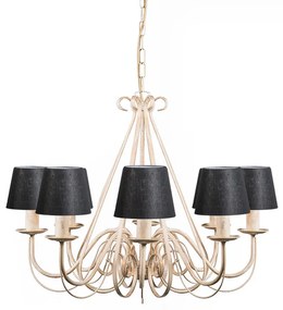 Lampa wisząca kremowa z kloszem zaciskowym 12 cm czarny - Giuseppe klasyczny/Antyczny Oswietlenie wewnetrzne