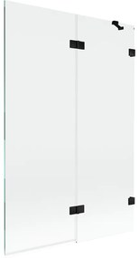Mexen Lunar parawan nawannowy 2-skrzydłowy prawy 120 x 150 cm, transparent, czarny - 897-120-100-70-00-P