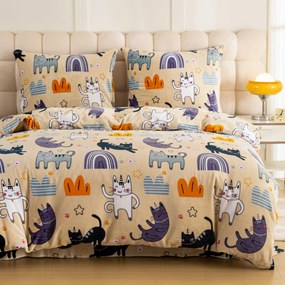 PrzytulneMieszkanie.pl PrzytulneMieszkanie.pl PrzytulneMieszkanie.pl Zestaw pościeli z mikropluszu PURRSLEEP beżowe + prześcieradło z mikropluszu SOFT 90x200 cm białe, pojedyncze łóżko