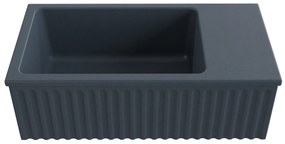 Umywalka betonowa ryflowana nablatowa / wisząca prostokątna 60 x 30 cm WELLE | różne kolory : Kolor - Grafitowy, Typ montażu - podwieszana