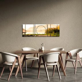 Obraz huśtawki w przyrodzie (z zegarem) (90x30 cm)