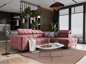 Narożnik PABLOS układ L strona Prawa w tkaninie CLOUD 63 regulowane zagłówki z funkcją spania