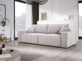 Kanapa KASJO Uniwersalny Sofo-Narożnik z funkcją spania i poduszkami, 2x pojemnik POSO 100 Brudna biel DOMOHOME