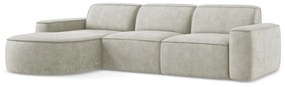 Kremowy narożnik z tkaniny szenilowej (lewostronny/z szezlongiem) Omao – Makamii