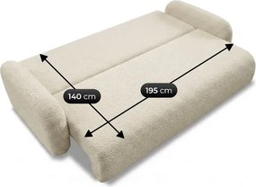 Sofa VIDI Rozkładana Dwuosobowa Beżowa Boucle Japandi