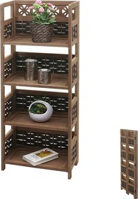 Półka MCW-K86,  ciemny brąz, wiklina ciemny brąz