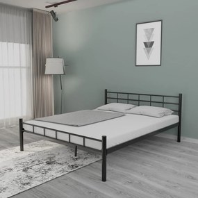 Czarne metalowe łóżko dwuosobowe ze stelażem 160x200 cm K70 – Kalune Design