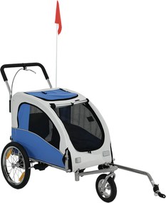 PawHut Przyczepka rowerowa 2 w 1 składany wózek dla małych i średnich psów do 20 kg, jasnoszary | Aosom PL