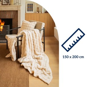 Koc z mikropluszu w kolorze kości słoniowej 150x200 cm Wave – Tiseco Home Studio