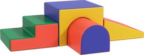 HOMCOM Zestaw 4 miękkich klocków do wspinaczki i zjeżdżania, pokrytych ekoskórą, dla dzieci w wieku 1-3 lat, Wielokolorowy