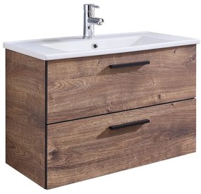 Brązowa szafka pod umywalkę bez baterii w dekorze dębu 71x51 cm Set 374 – Pelipal