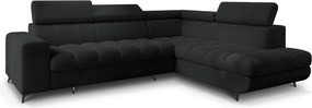 Masseno Narożnik MORIVA z funkcją spania i pojemnikiem na pościel Narozniki L, Rozkładana sofa - Czarny, QUELLE 100
