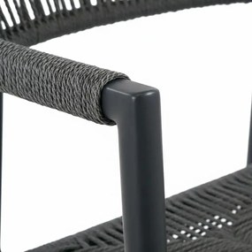 Krzesło Ogrodowe Antracyt 56x60x78 cm Plecione Ręcznie Sznurki Nowoczesne