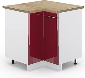 Szafka narożna bordowa czerwień wysoki połysk 80.5x60x82 fame-line