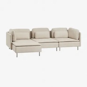 Sofa Modułowa Oriol 3-częściowa Lewostronna Z Leżanką I Narożnikiem Leżak Z Podłokietnikami & Tkaniny Beżowy Krem - Sklum