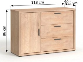 Komoda BRESSO 118 cm do Salonu Sypialni Dąb