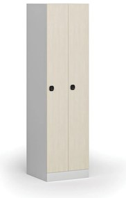 Szafka ubraniowa S1 wąska, 2-drzwiowa, 1850 x 500 x 500 mm, zamek kodowy, drzwi laminowane, brzoza