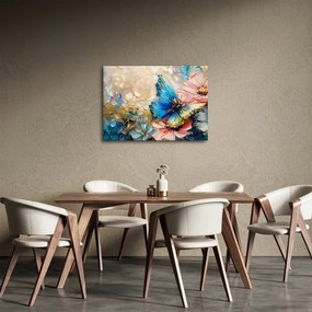 Obraz - Malowanie kwiatów i motyli (70x50 cm)