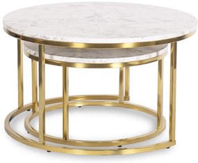 Zestaw Stolików Kawowych OLIS MAX 60 cm/80 cm Marmur Złoty Glamour