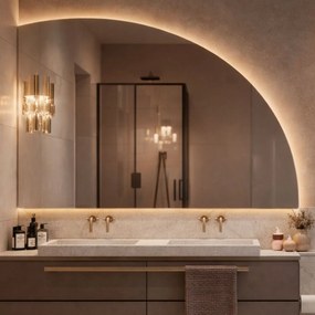 Lustro półokrągłe z podświetleniem MOON Half Cut XXL LED | Różne rozmiary | Różne kolory : Kolor tafli szkła - Brąz, Rozmiar - 120x80 cm, Wersja - Lewa